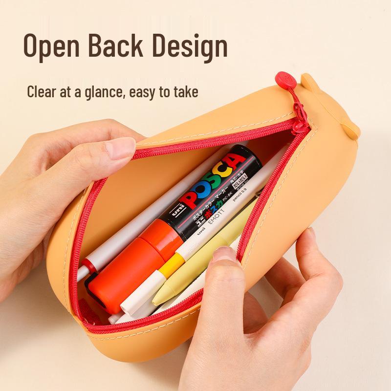 Silicone Pencil Case - Cute Japanese Style for Kids, Perfect for Elementary to Junior High School Students.