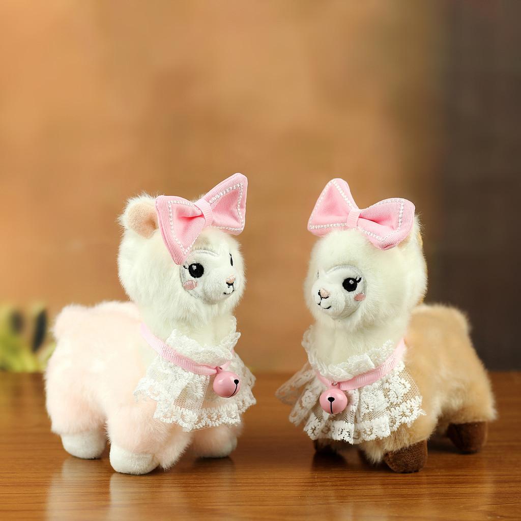 Plush Alpaca Keychain With Cute Bow Tie For Bookbags And Gifts