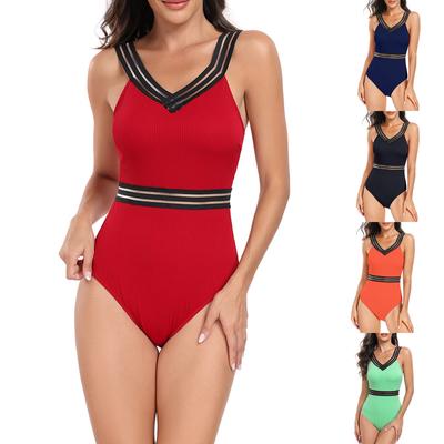 Women's Fashion Sexy Sports Quick Dry One-piece Bikini Solid Colour Swimsuit