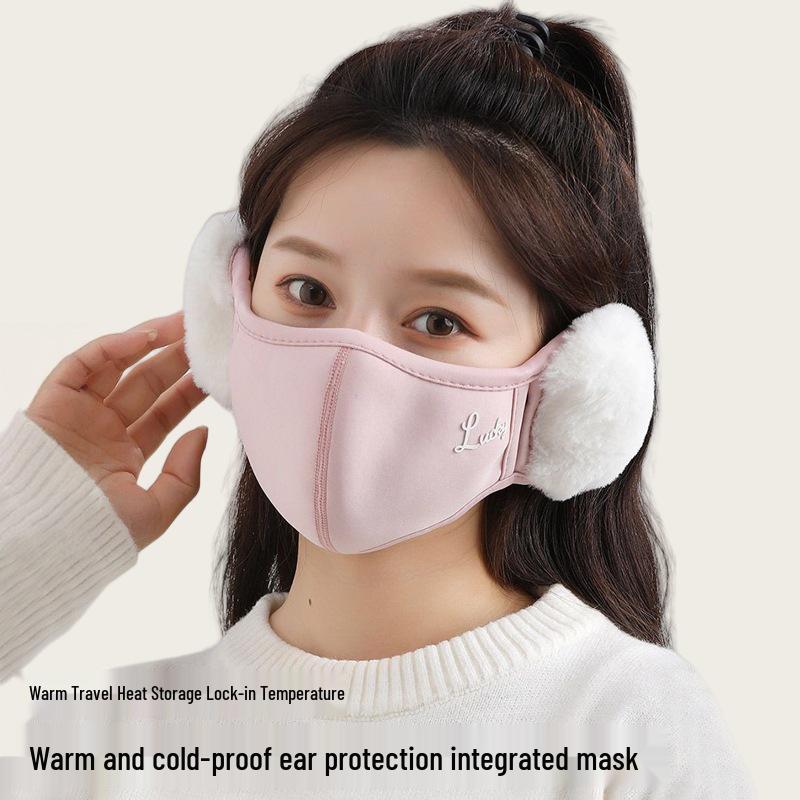 Women's Cute Soft Velvet Cycling Mask: Autumn & Winter Warmth with Ear Protection