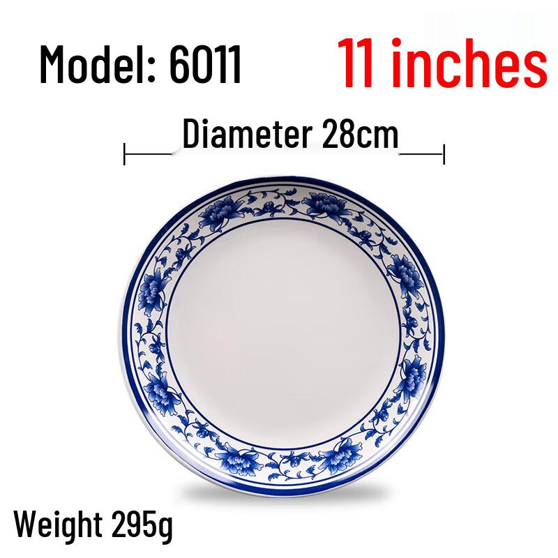 Melamine Blue & White Porcelain Style Round Plate