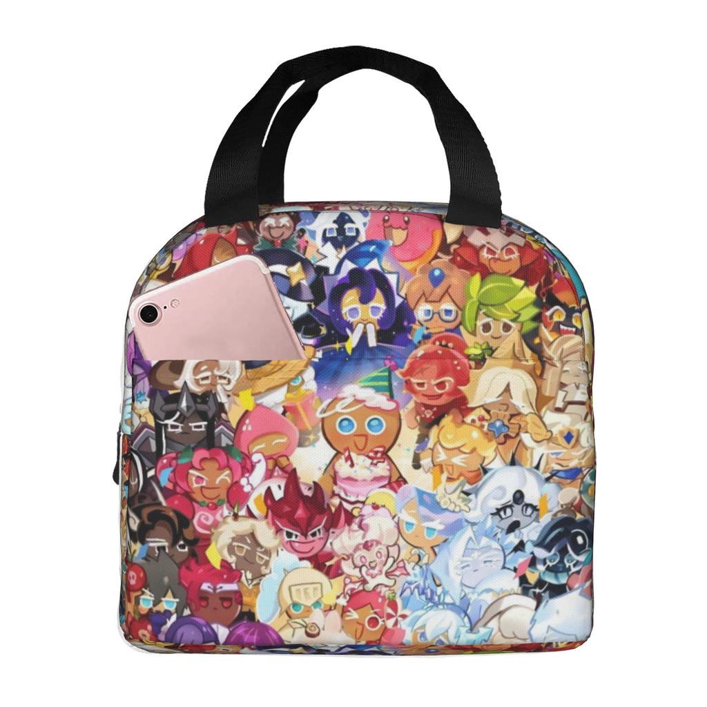 Cartoon Cookie Run Kingdom Game  Insulated Lunch Bags for School Office Anime  Waterproof Cooler Thermal Lunch Box Women Men