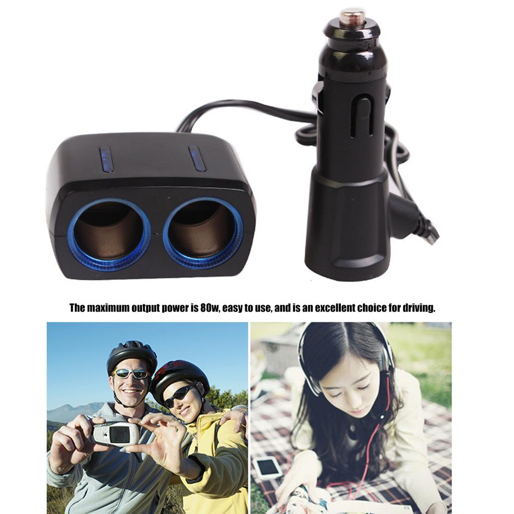 USB 5V Car Charger Splitter 1 to 2 Car Charging Adapter with 1xUSB Interface for 12V/24V Vehicles Trucks SUVs