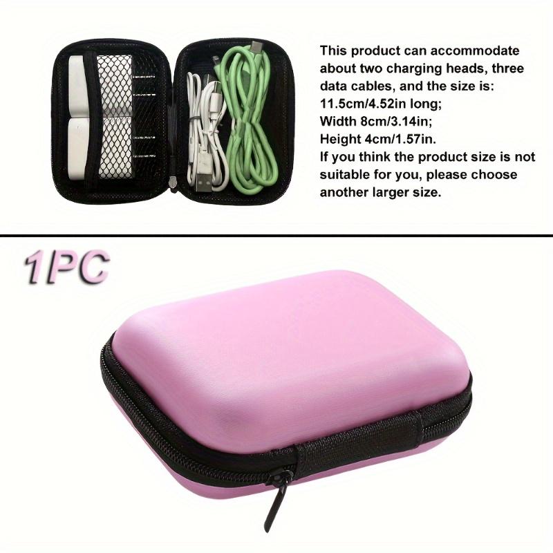 

1 шт. Прочный портативный электронный органайзер, Защитный дорожный чехол из твердой EVA с молнией, Вмещает зарядные кабели, зарядные устройства и наушники розовый