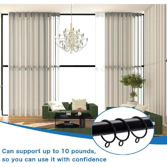Openable Curtain Rings with Eyelets, 1inch Heavy Duty Rustproof Metal Drapery Rings,Shower Curtain Rings 24pcs Black Zocang