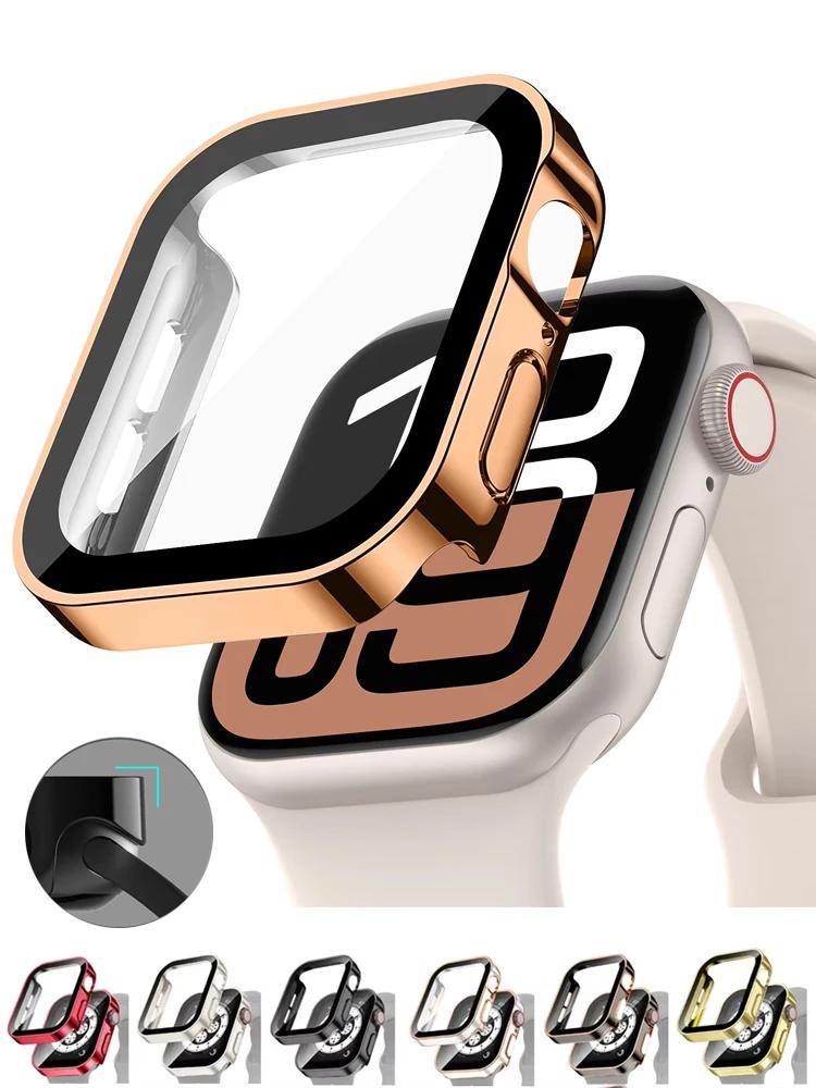 Tempered Glass Cover for Apple Watch Case 46mm 42mm 45mm 41-44-40mm Screen Protector Series 10 7 8 9 SE 5 6 4 IWatch Accessories