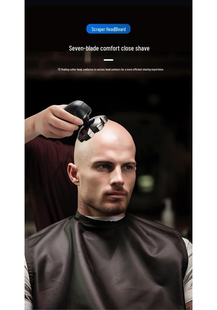 High-Power Waterproof Electric Shaver for Men's Bald Head