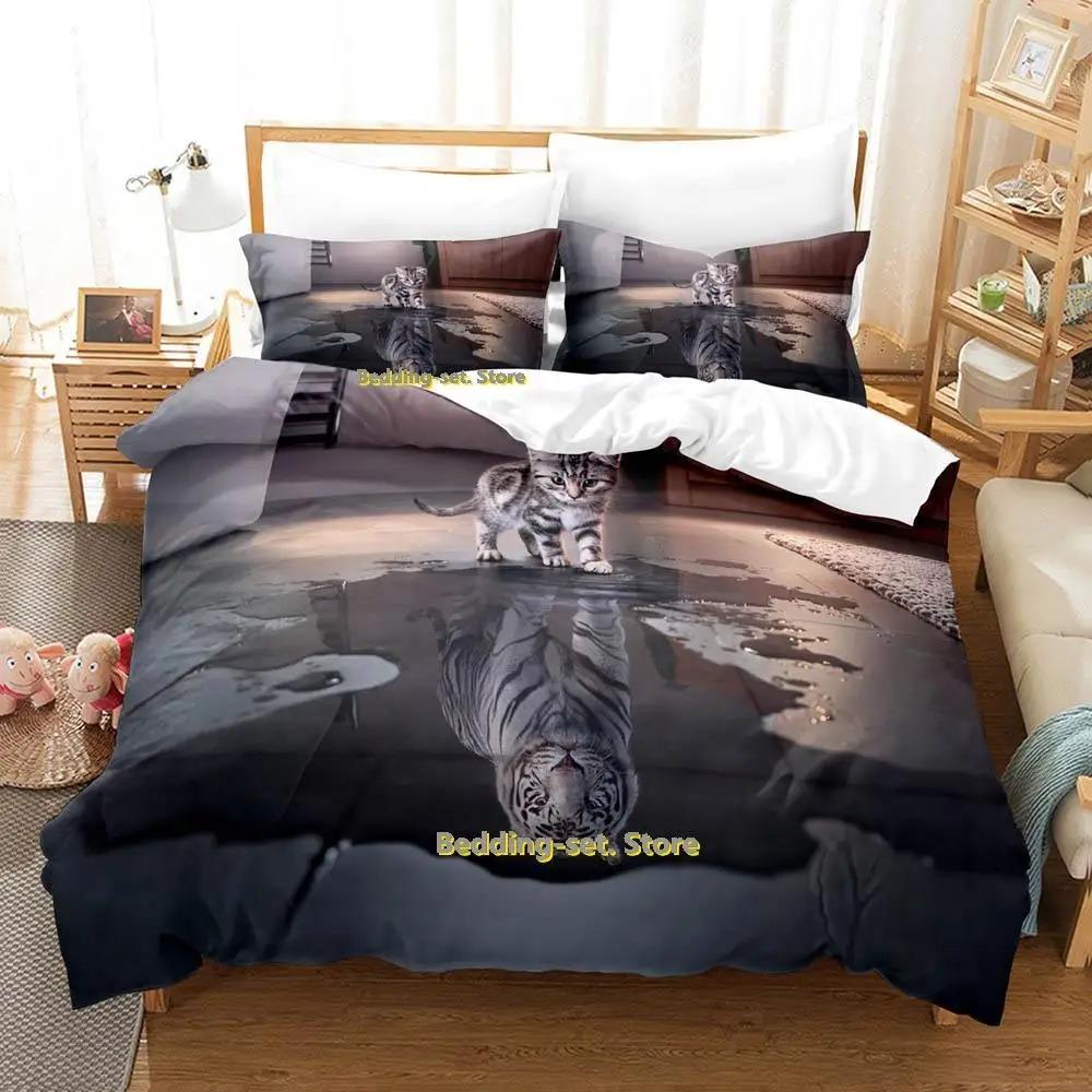 New Artistic Cat Bedding Set Single Twin Full Queen King Size Bed Set Adult Kid Bedroom Duvetcover Sets Anime Parure De Lit Bed