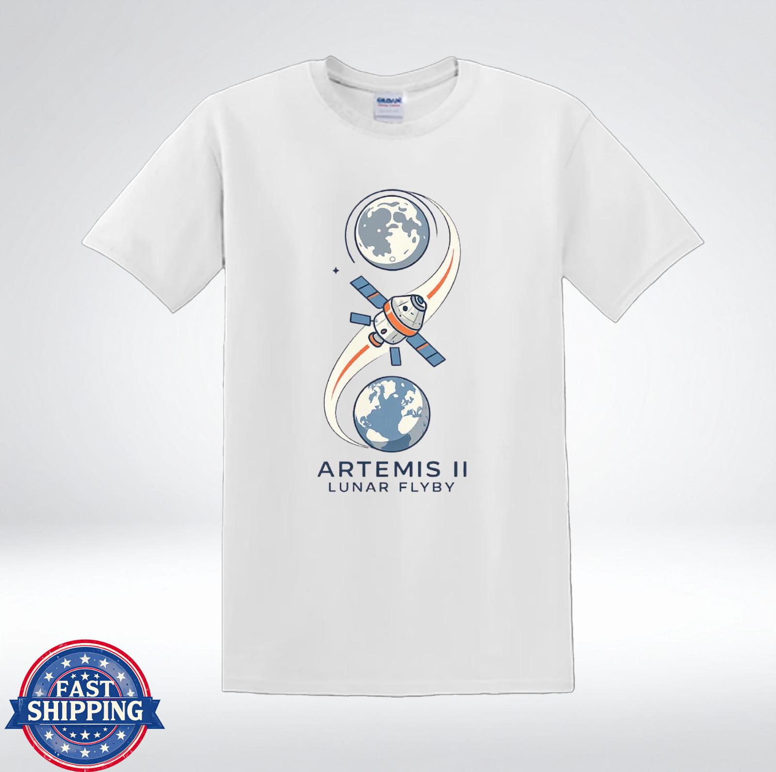 Artemis II Lunar Flyby Moon Mission Space Satellite Graphic T-Shirt S