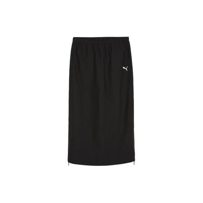 Dare To Midi Woven Skirt Solid Color Sports Breathable Mid Waist Casual Long Skirt Women Skirts Black 628060-01