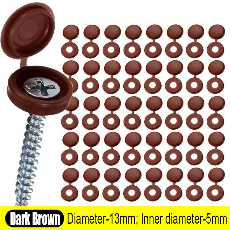 

1000/100pcs Plastic Nails Screw Caps Decoration Covers Car Nut Nails Self-tapping Screws Protection Cover Furniture Hardware 100PCS темно-коричневого кольору