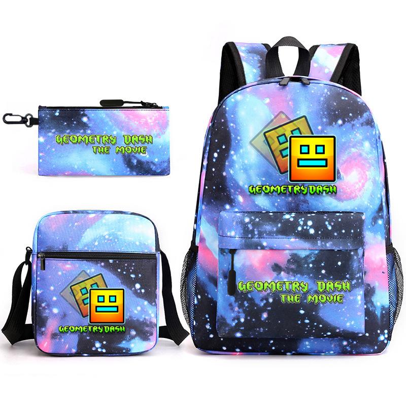 Geometry sprint game backpack geometry dash heat transfer backpack elementary school bag leisure bag
