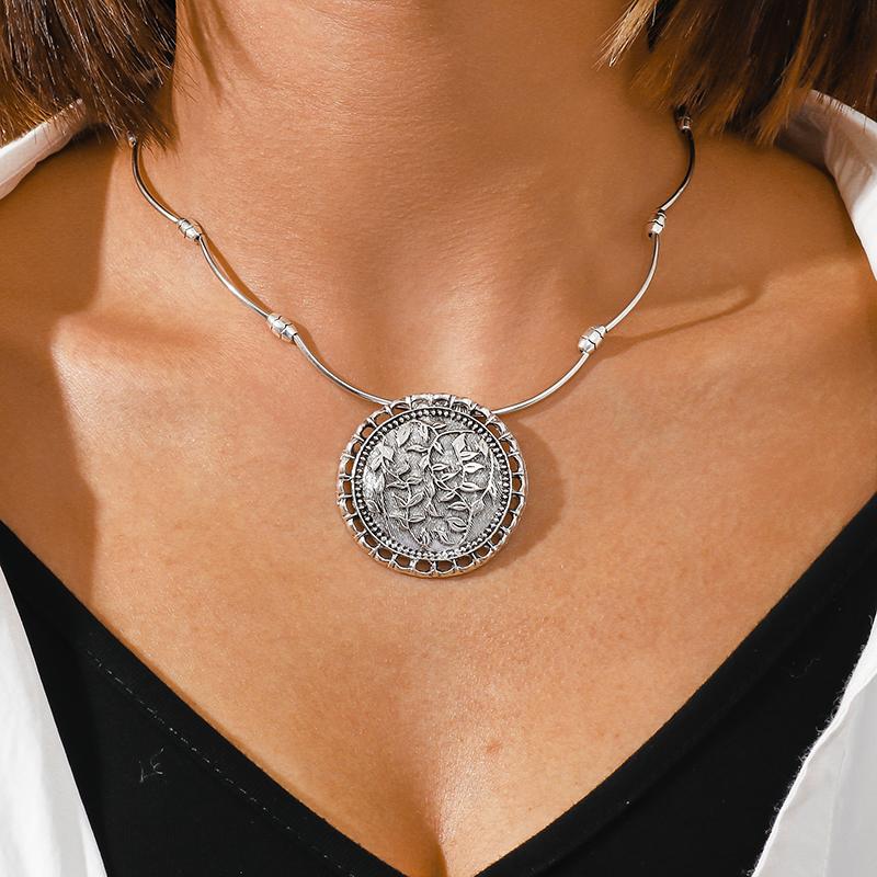 Aihua Böhmen Türkis Stein Halskette für Damen Choker Collier Femme Handgefertigte Ethnische Anhänger Halsketten Statement Schmuck