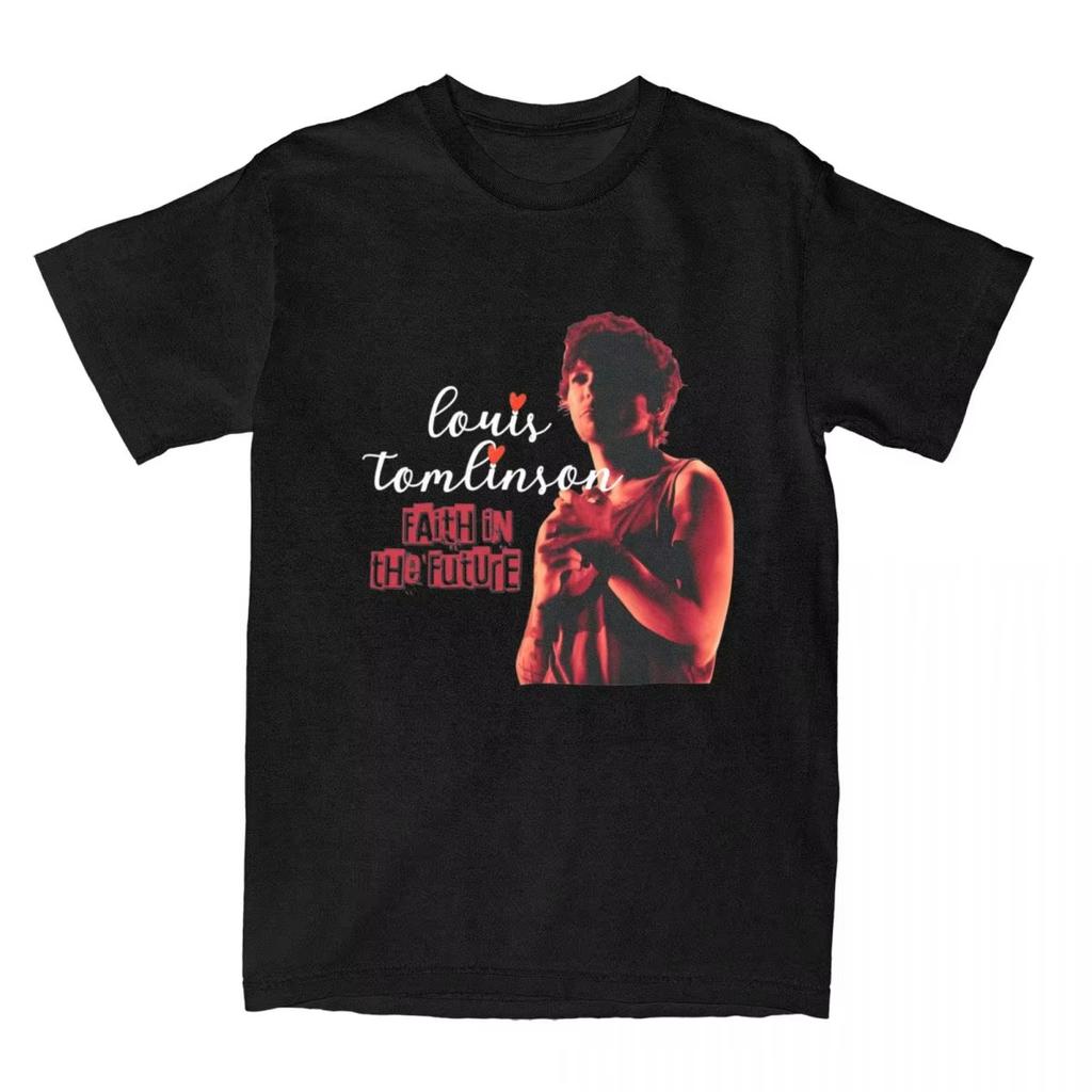 Louis Tomlinsons Faith Future Accessoarer Herr Dam Vintage Bomulls T-shirt Merch Tee Sommar Streetwear Överdimensionerad Lös Avslappnad Topp