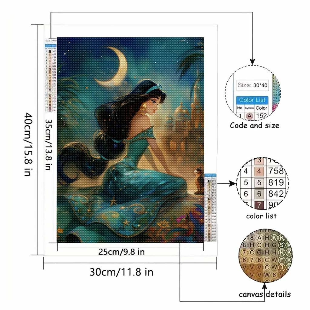 5D Diy Diamond Painting The Princess Under The Moonlight Full Drill Rhinestones Mosaic Embroidery Handmade Products Home Decor Gift
