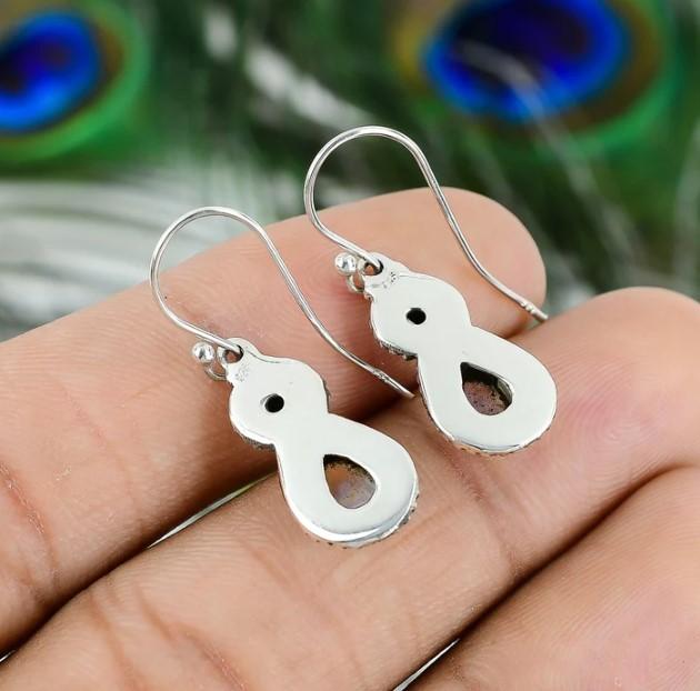 Two Stone Rainbow Moonstone Silver Earrings, 925 Sterling Silver Pear Shape , Teardrop Earring, Handmade Earring, Dangle Amethyst Earring
