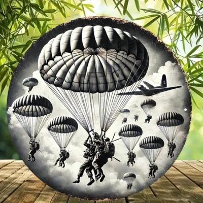 Vintage Military Metal Wall Decor Airborne Soldier Art Plaque