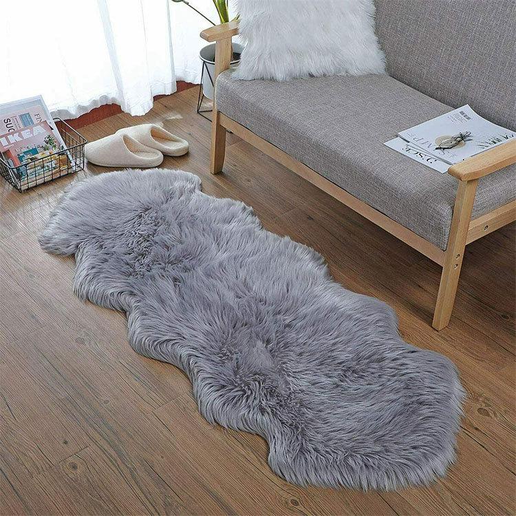 Langfloriger Kunstpelzteppich für Schlafzimmer und Wohnzimmer