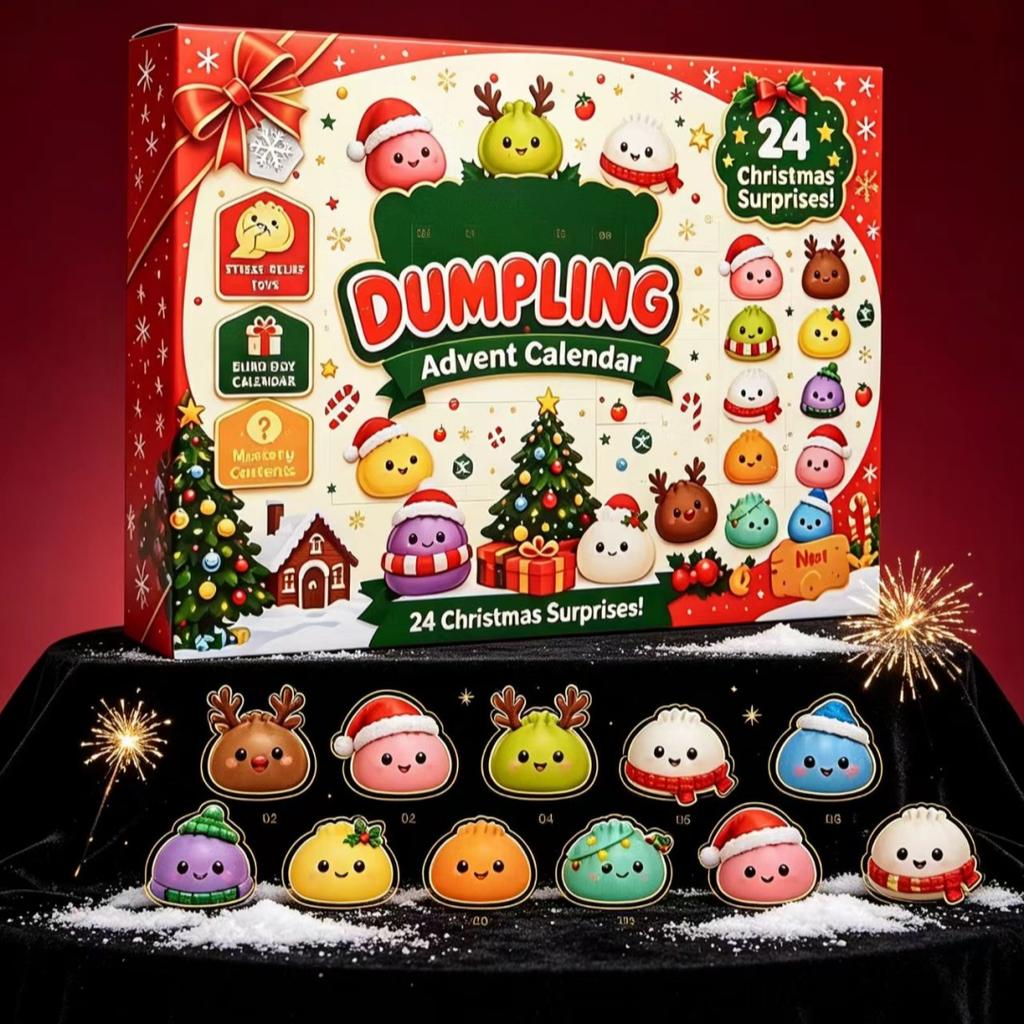 24‑Days Christmas Dumpling Advent Calendar Gift Set, Holiday Countdown Ornaments, Desktop Decor, Festive Party Favor Gifts