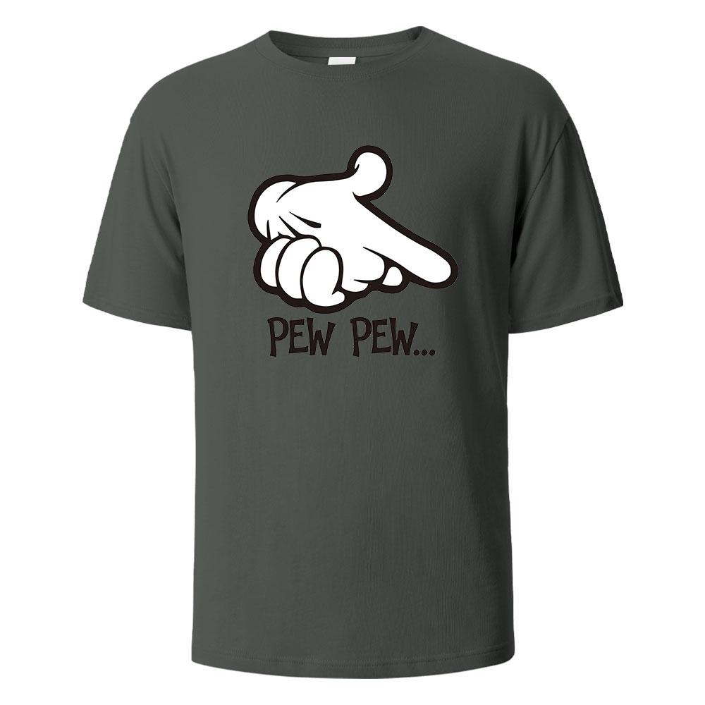 Pew Pew Print TShirt 100 Cotton Summer Tees For Men Women Oversize Casual Tops