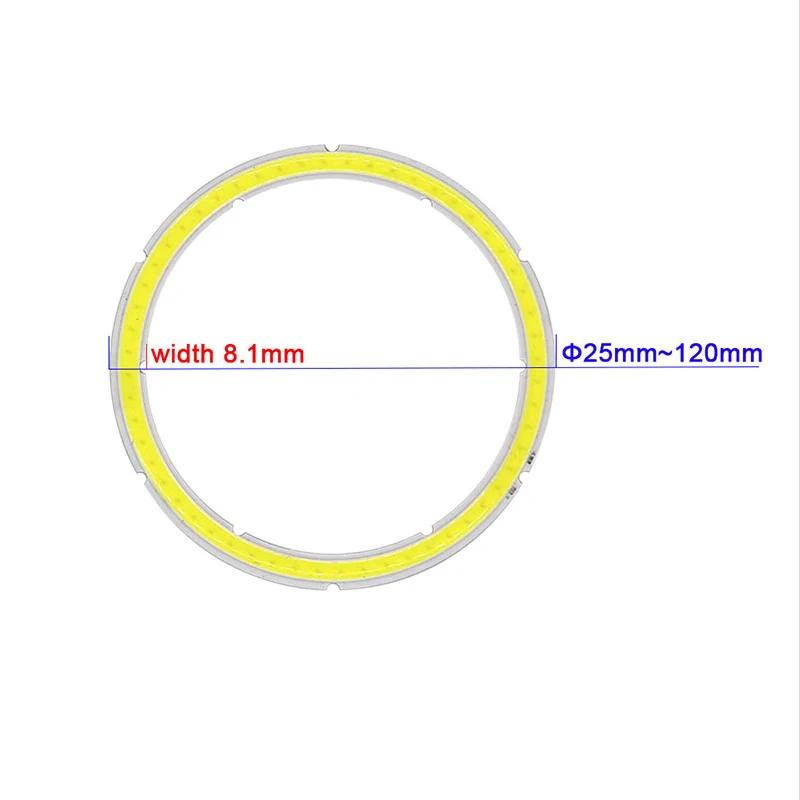 Annual Shape LED COB Angel Eyes DC 12V 24V 25mm-110mm 2.5W-12W COB Chip on Aluminum Board Ring LED Cold Warm White Light Source