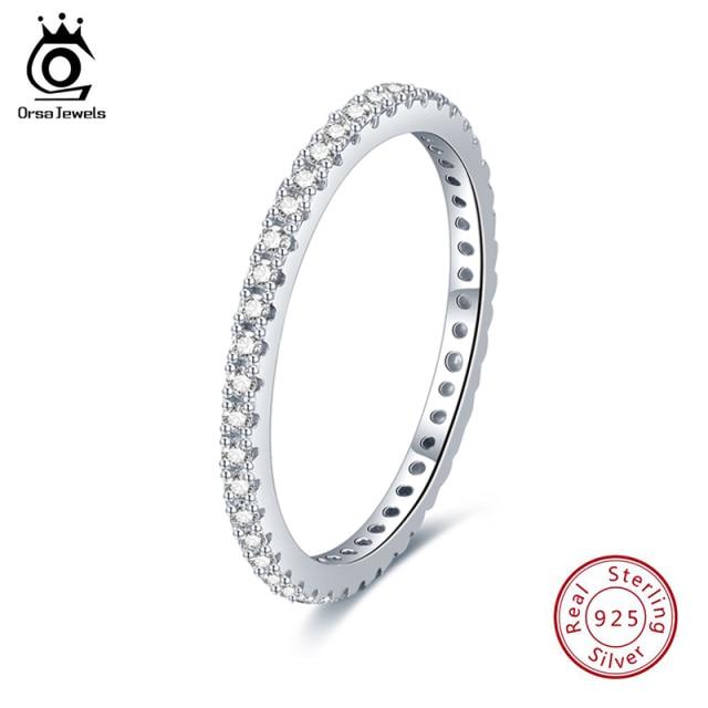 Orsa Jewels Sterling Color Rings Women Classic Round Full Pave Aaa Girls Cubic Cubic Zircon Engagement Bridal Gathering Bridal Band Rings
