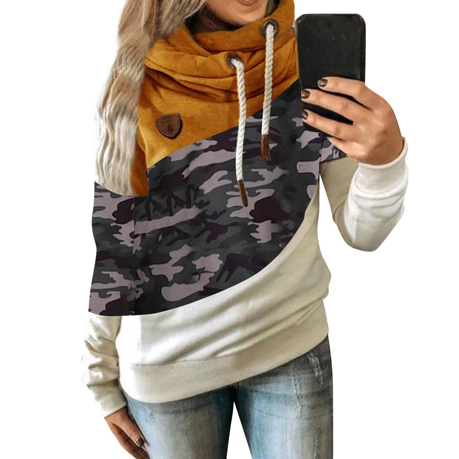 

Жіноча повсякденна модна толстовка з принтом і капюшоном з кольоровими блоками XL жовтий