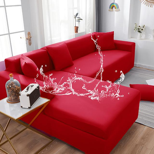 Waterproof Sofa Covers Solid Color Corner Couch Covers Elastic Sofa Cover Living Room Couch Set For Pets Kids