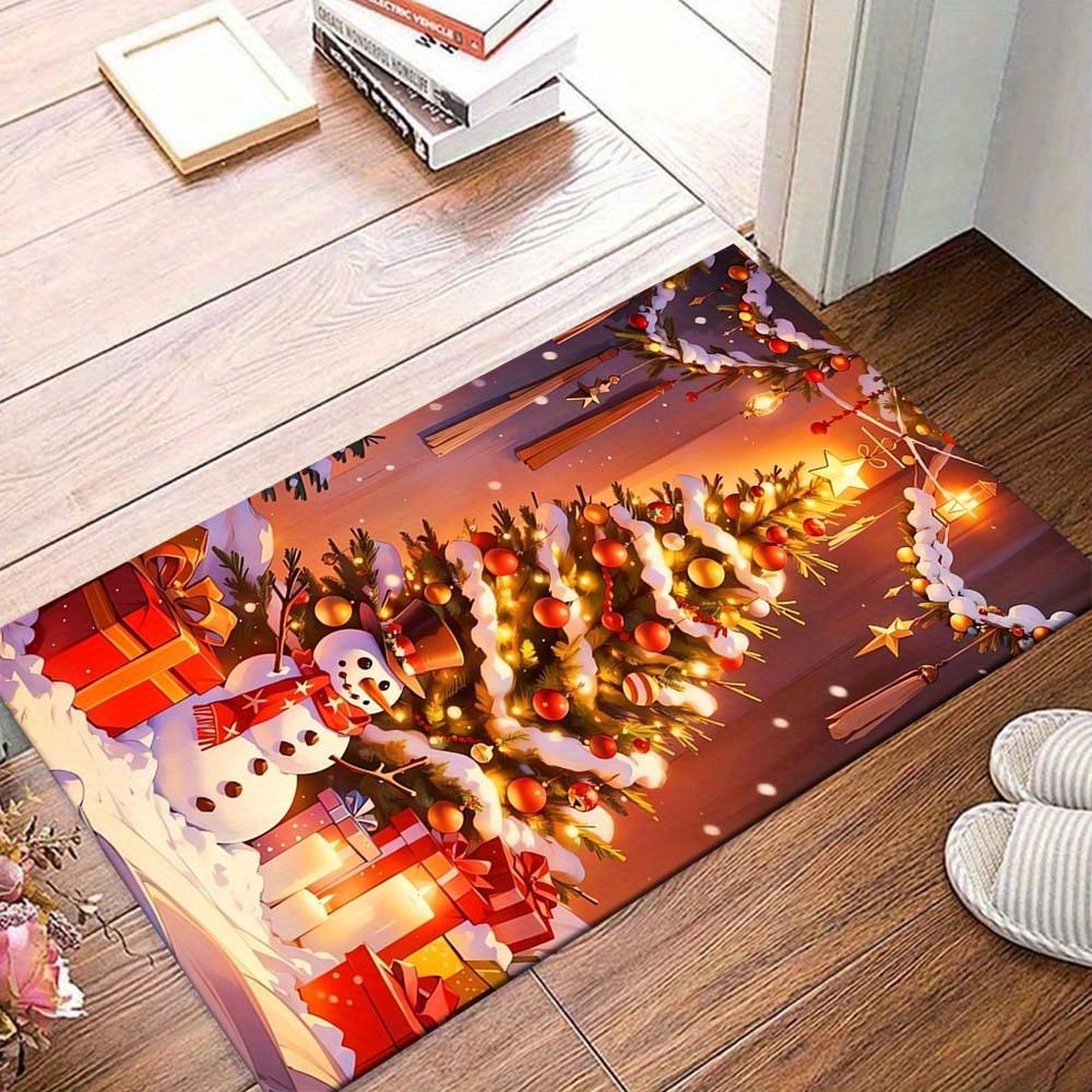 

1pc Christmas Tree and Snowman Area Rug, Slip-Resistant, Easy-Clean, Stain-Resistant, Perfect for Cozy Living Rooms, Bedrooms, Kitchens, Off 60cm by 90cm