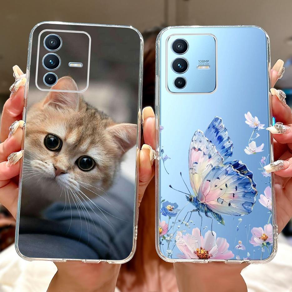 For Vivo V23 Pro Case V2132 Cute Love Heart Painted Cover Soft Slim Phone Case For Vivo V23e V 23 Pro VivoV23 5G Back Cover Bags