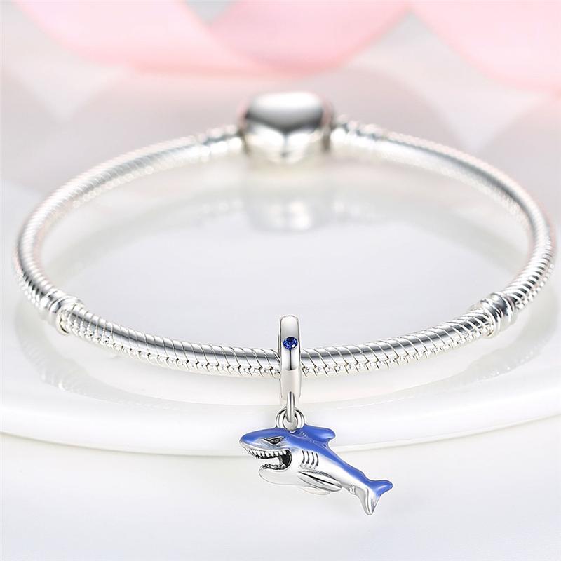 Original Charms Copper Blue Ocean Shark Animal Pendants Fit Charms Plata Bracelets For Women Women Jewelry Making Diy