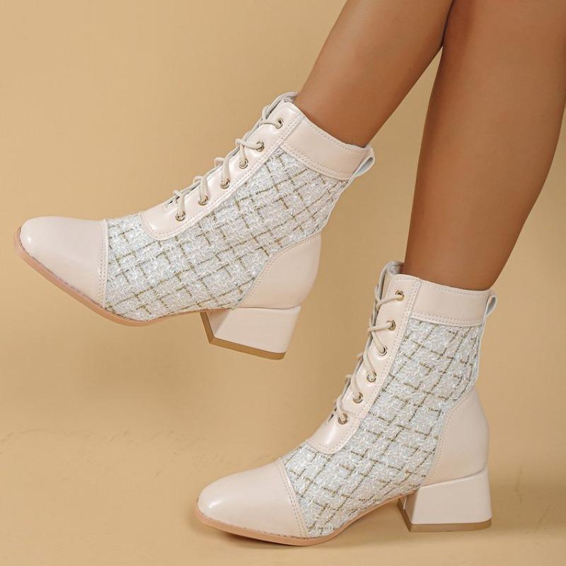 

Autumn Winter Women Mid-calf Boots Fashion Zipper Women High Heel Ankle Boots Europe America Female Coarse Shoes Mujer 35 белый