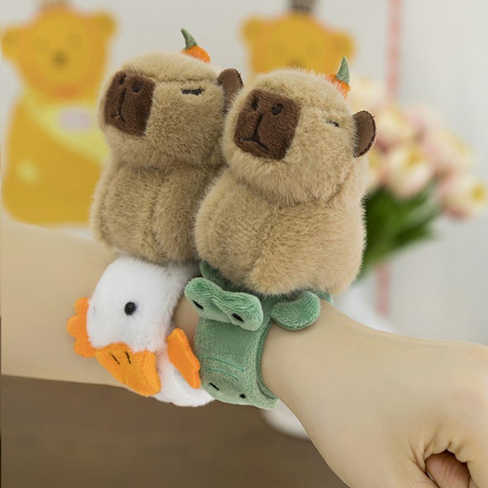 Turtle Capybara Plush Hand Ring Crocodile Animal Plush Slap Bracelet  Kids