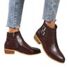 Women's Round Toe Block Heel Boots with Belt Side Zipper for Fall Winter