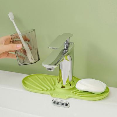 Kitchen Sink Faucet Tray Silicone Drainage Pad Soap Sponge Holder with Drain Sprout Kitchen Counter Accessories