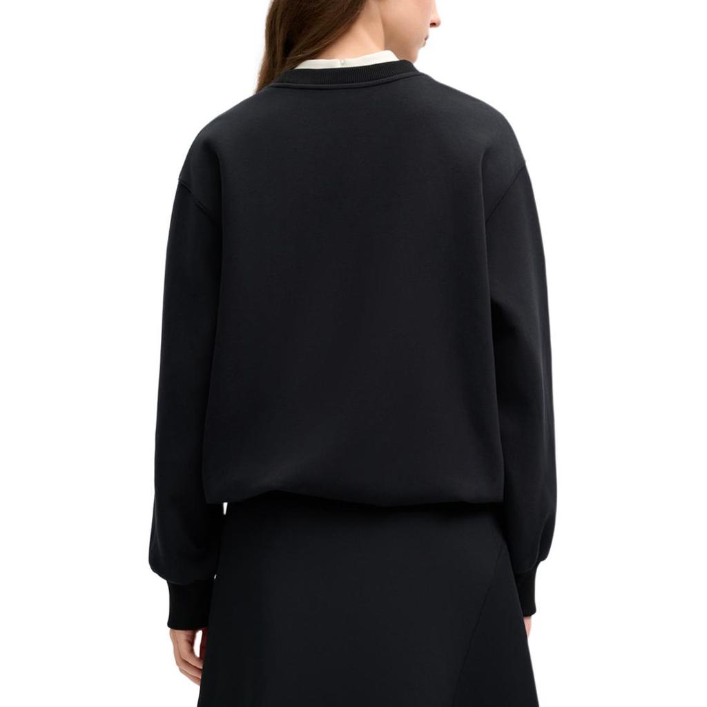 Fila Milano Series Casual Knit Pullover Sweatshirt Women Sweatshirts Black F11W515201FBK