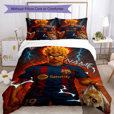 Superhero Football Clash 3-Piece Bedding Set, Soft Duvet Cover with 10 Pillowcases, Bedroom Home Decoration