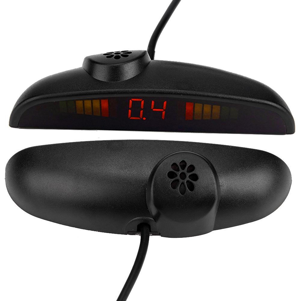 Car English Voice Broa ast Reverse Backup Parking Detector System with 4 Radar Sensor Black