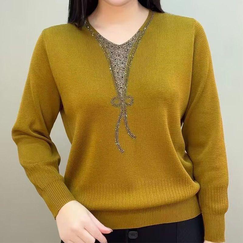 

Женский вязаный свитер большого размера, свободный, с круглым вырезом, тонкий пуловер, вязаный топ 2XL жёлтый