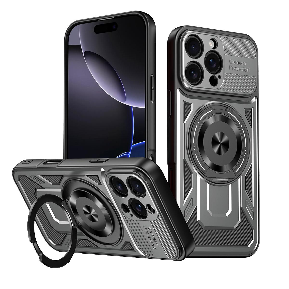 

Металевий кільцевий тримач 360° Магнітний чохол для для IPhone 15 14 11 13 12 Pro Max Plus Для бездротової зарядки Magsafe Броньований протиударний чохол For iphone 15Pro Max сірий колір