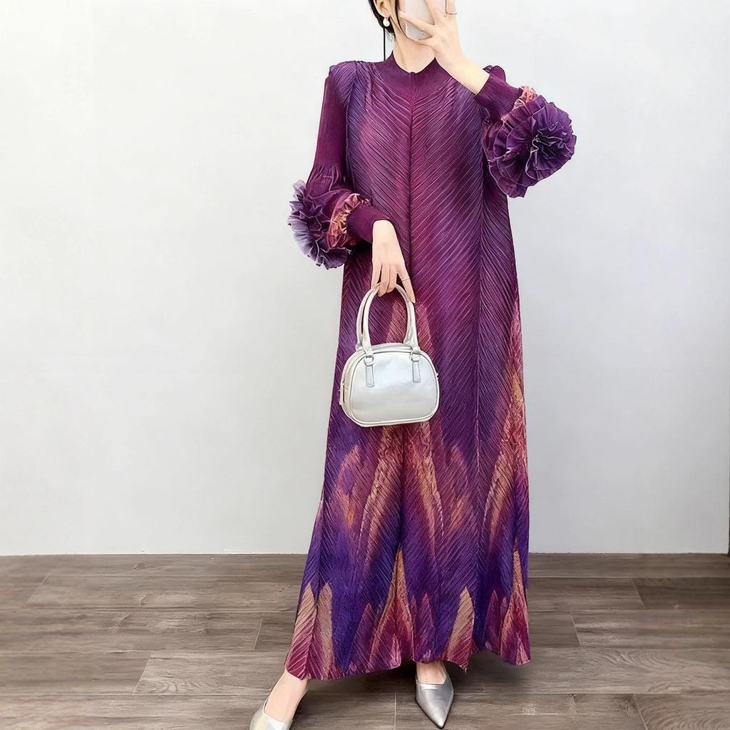 Elegant Pleated Long Plus Size Skirt - European & American Style for Women