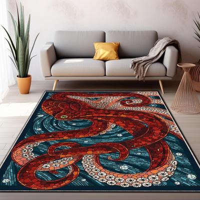 Oktopus Teppich, Wohnzimmer Schlafzimmer Strandhaus Dekor Teppich Magischer Oktopus Teppich Mosaikmuster Teppich Bunter Teppich Teppich