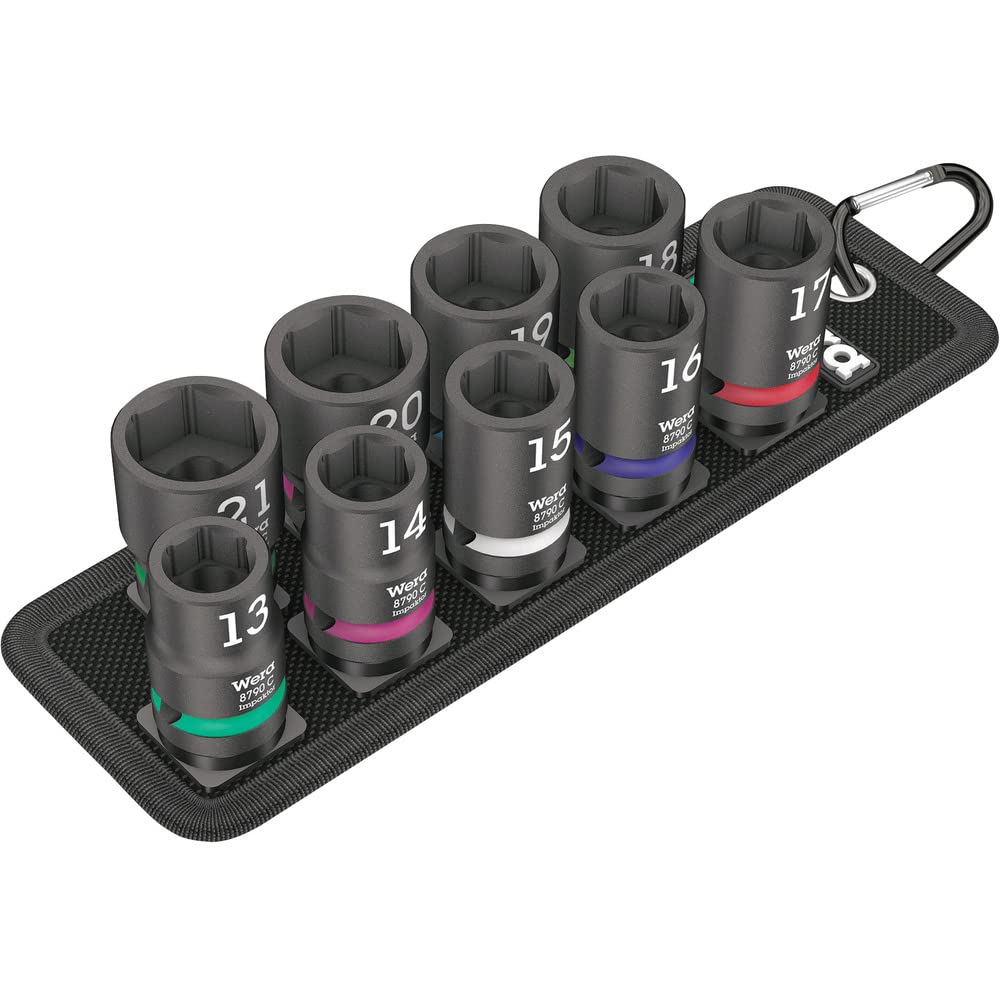 WERA Drive Hex Impact Socket Set with 004580 9-Piece 1/2" Holder,