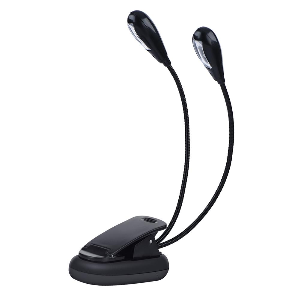 Clip On Music Stand Book Reading Mini Double Adjustable Arms Light LED Lamp (8 Beads)