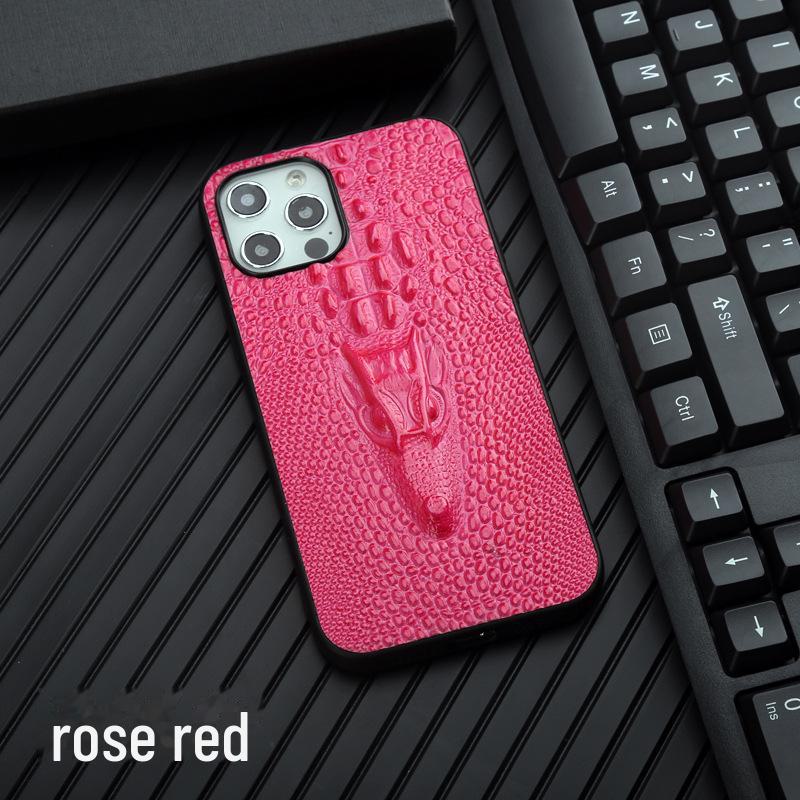 Drachenkopf-Hülle aus echtem Leder für Apple iPhone 14, 13 Pro, 12 Pro Max und 11