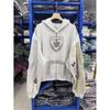 Unisex Distressed Patchwork Hooded Sweatshirt With Embroidered Zipper Front Casual Streetwear