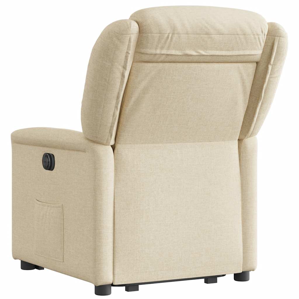 Cream Fabric Recliner with Rising Function