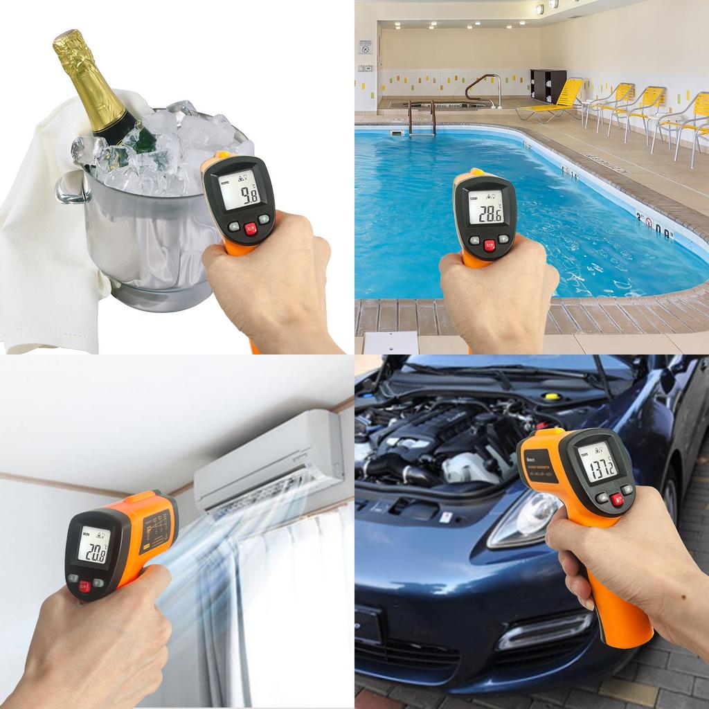 Digital Laser Infrared Thermometer, Pyrometer (-50 °C To 550 °C) with LCD Lighting