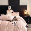 Winter Thickened Carved Milk Velvet Four-Piece Set with Luxurious Embroidery and Wide-Edge Bed Sheet and Duvet Cover
