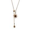 Sunflower Tiger Eye Stone Pendant Necklace - Stylish Snap-fastening Pullable Adjustable Sweater Chain